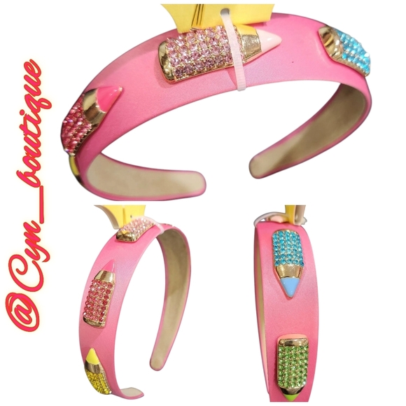 🔹️ Piper K 🔹️Teacher School Colorful  pencil Hair Pink  Headband ✨️✏️❤️ - Picture 1 of 4